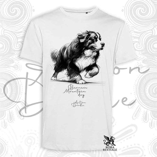 T-Shirt ACTION DOODLE - BOVARO DEL BERNESE - Bianca o Beige, da Uomo o da Donna - dalla XS alla 5XL