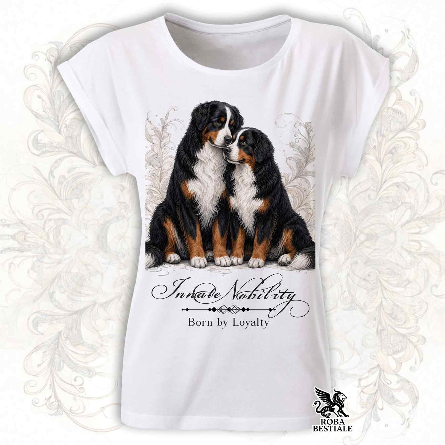 T-Shirt NOBILITY - BOVARO DEL BERNESE - Fashion Cut - Bianca, da Donna - dalla XS alla 2XL