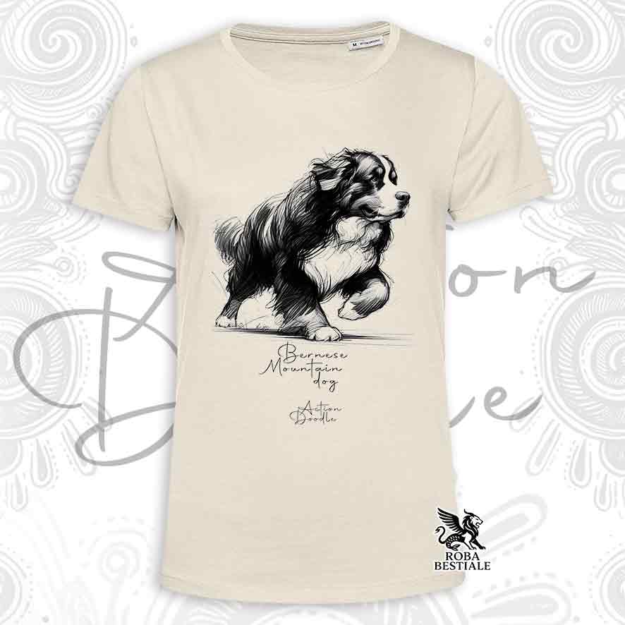T-Shirt ACTION DOODLE - BOVARO DEL BERNESE - Bianca o Beige, da Uomo o da Donna - dalla XS alla 5XL