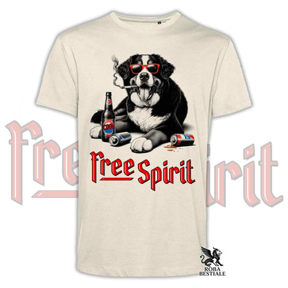 T-Shirt FREE SPIRIT - BOVARO DEL BERNESE - Bianca o Beige, da Uomo o da Donna - dalla XS alla 5XL