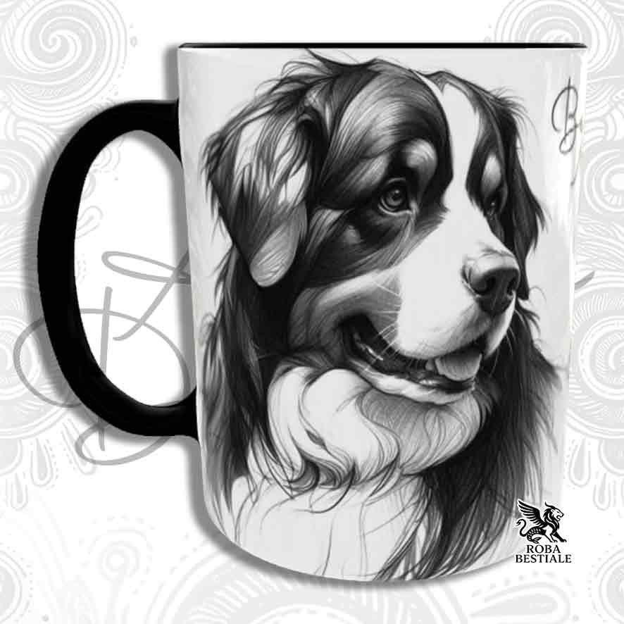 Tazza ACTION DOODLE - BOVARO DEL BERNESE - In Ceramica, con manico e interno colorato - 330 ml