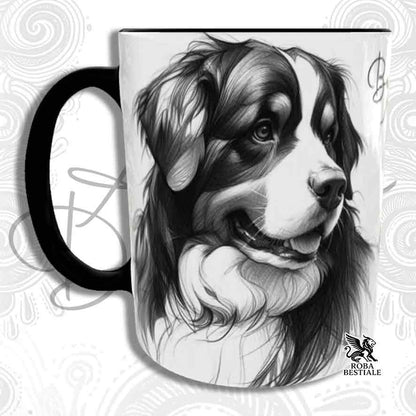 Tazza ACTION DOODLE - BOVARO DEL BERNESE - In Ceramica, con manico e interno colorato - 330 ml