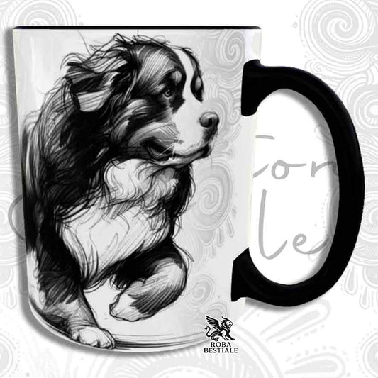 Tazza ACTION DOODLE - BOVARO DEL BERNESE - In Ceramica, con manico e interno colorato - 330 ml