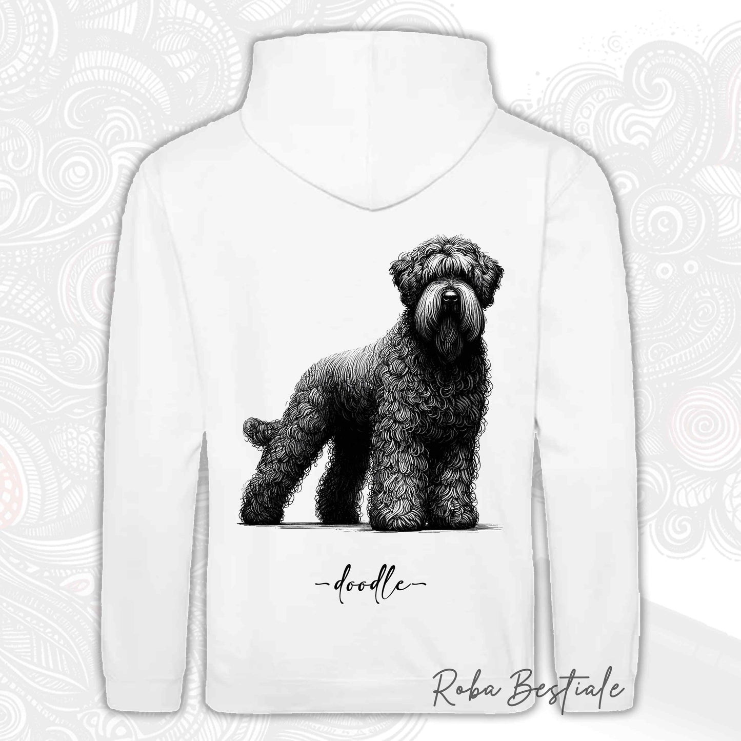 Felpa DOODLE - BOVARO DELLE FIANDRE - Con Cappuccio e Tasconi, Unisex, in tanti colori - dalla XS alla 5XL