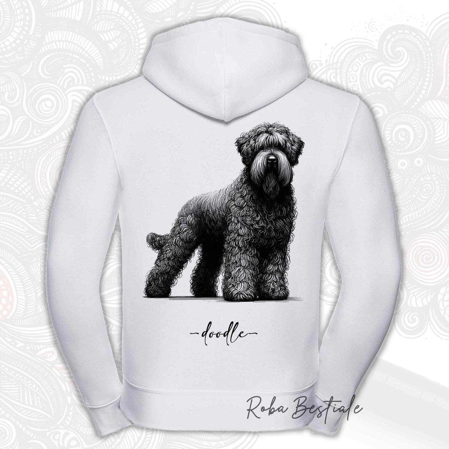 Felpa DOODLE - BOVARO DELLE FIANDRE - Con Cappuccio e Full Zip, Uomo o Donna, in tanti colori - dalla XS alla 3XL