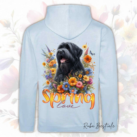 Felpa SPRING LOVE - BOVARO DELLE FIANDRE - Con Cappuccio e Tasconi, Unisex, in tanti colori - dalla XS alla 5XL