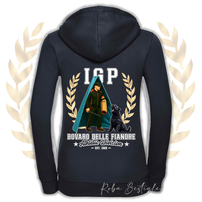 Felpa IGP REVIER - BOVARO DELLE FIANDRE - Con Cappuccio e Full Zip, Uomo o Donna, in tanti colori - dalla XS alla 5XL