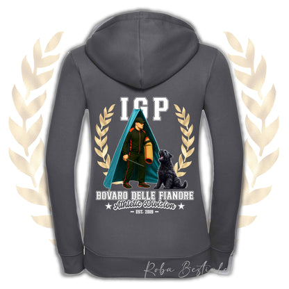Felpa IGP REVIER - BOVARO DELLE FIANDRE - Con Cappuccio e Full Zip, Uomo o Donna, in tanti colori - dalla XS alla 5XL