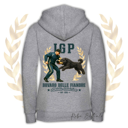 Felpa IGP ATTACK - BOVARO DELLE FIANDRE - Con Cappuccio e Full Zip, Uomo o Donna, in tanti colori - dalla XS alla 5XL