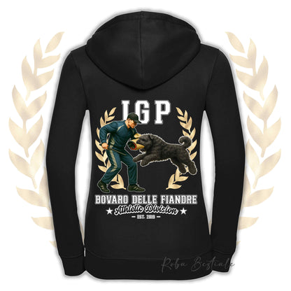 Felpa IGP ATTACK - BOVARO DELLE FIANDRE - Con Cappuccio e Full Zip, Uomo o Donna, in tanti colori - dalla XS alla 5XL