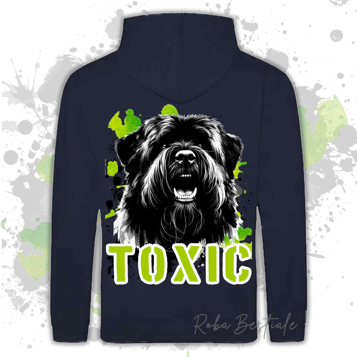 Felpa TOXIC - BOVARO DELLE FIANDRE - Con Cappuccio e Tasconi, Unisex, in tanti colori - dalla XS alla 5XL