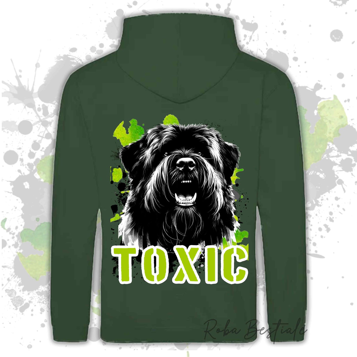 Felpa TOXIC - BOVARO DELLE FIANDRE - Con Cappuccio e Tasconi, Unisex, in tanti colori - dalla XS alla 5XL