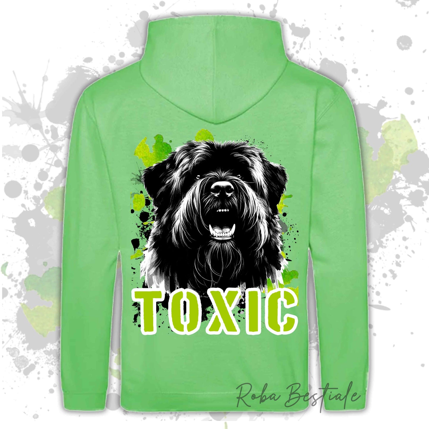 Felpa TOXIC - BOVARO DELLE FIANDRE - Con Cappuccio e Tasconi, Unisex, in tanti colori - dalla XS alla 5XL