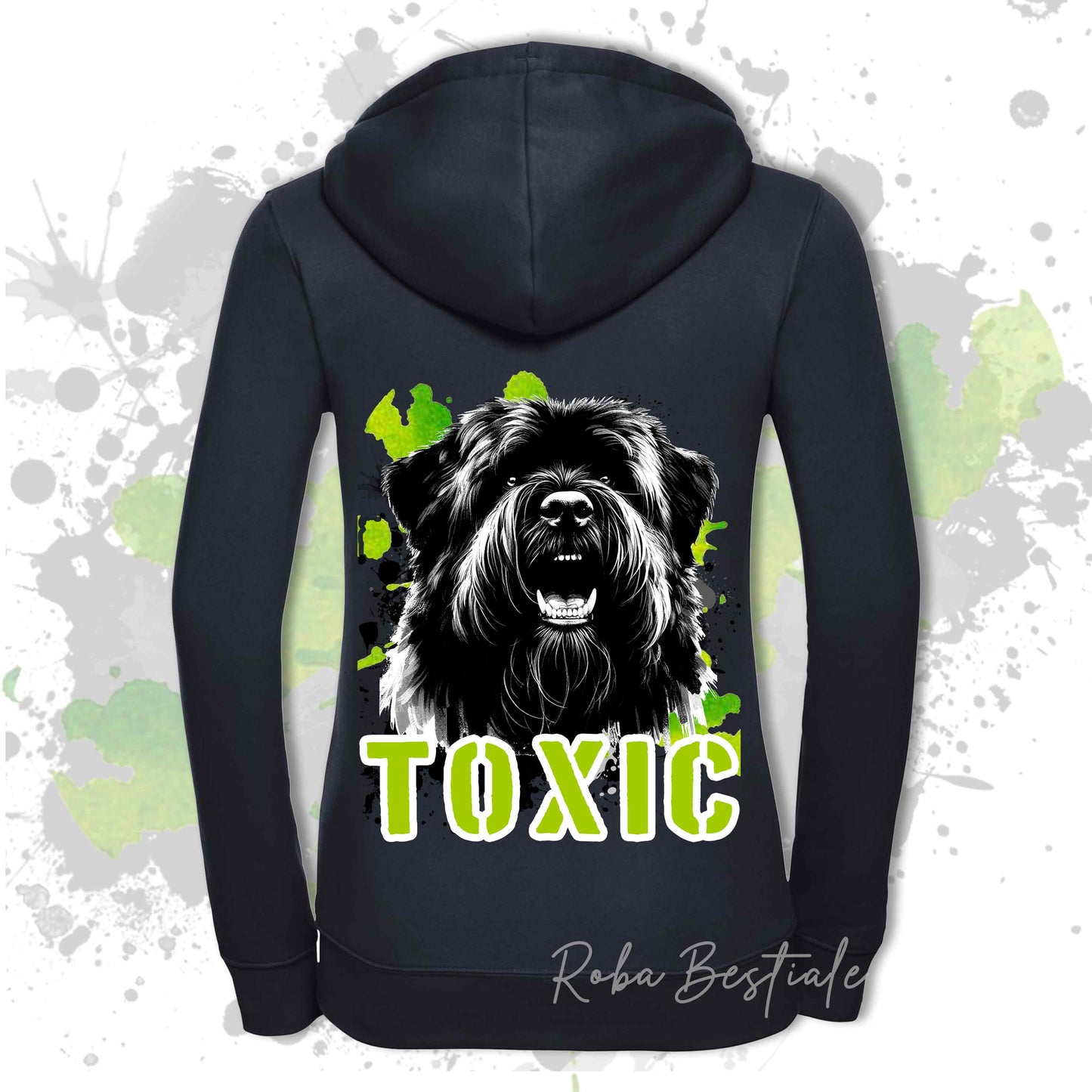 Felpa TOXIC - BOVARO DELLE FIANDRE - Con Cappuccio e Full Zip, Uomo o Donna, in tanti colori - dalla XS alla 5XL