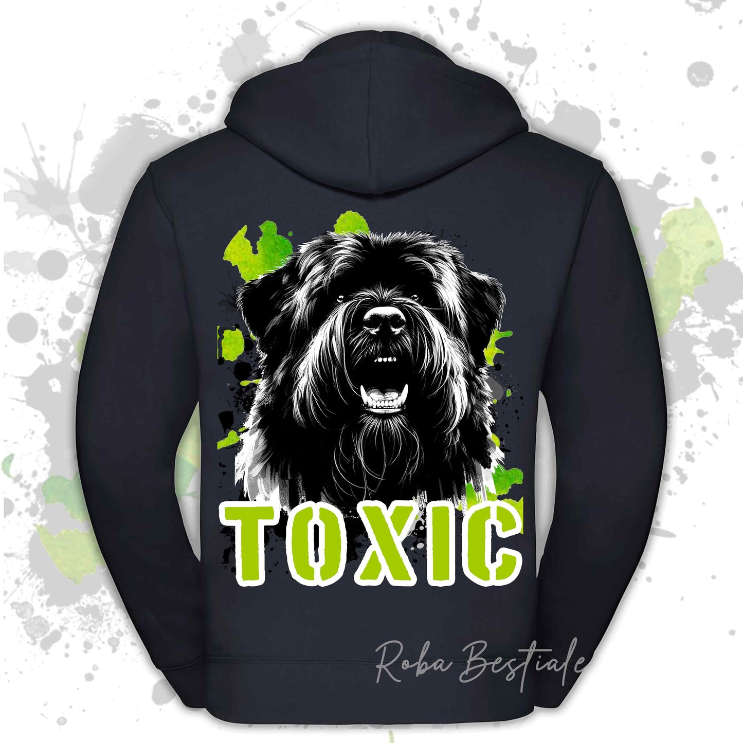 Felpa TOXIC - BOVARO DELLE FIANDRE - Con Cappuccio e Full Zip, Uomo o Donna, in tanti colori - dalla XS alla 5XL