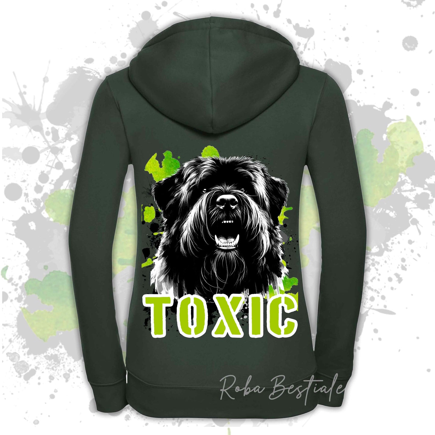 Felpa TOXIC - BOVARO DELLE FIANDRE - Con Cappuccio e Full Zip, Uomo o Donna, in tanti colori - dalla XS alla 5XL
