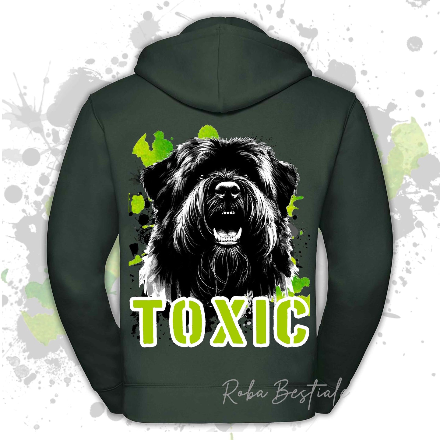 Felpa TOXIC - BOVARO DELLE FIANDRE - Con Cappuccio e Full Zip, Uomo o Donna, in tanti colori - dalla XS alla 5XL