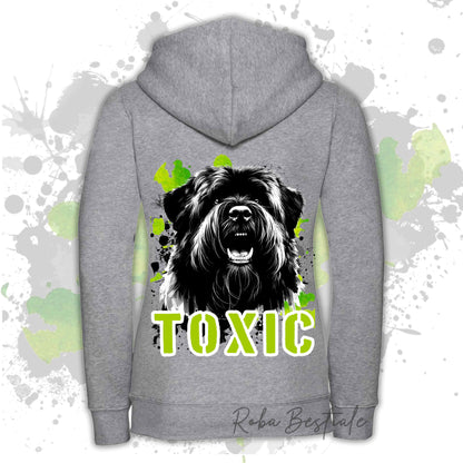 Felpa TOXIC - BOVARO DELLE FIANDRE - Con Cappuccio e Full Zip, Uomo o Donna, in tanti colori - dalla XS alla 5XL