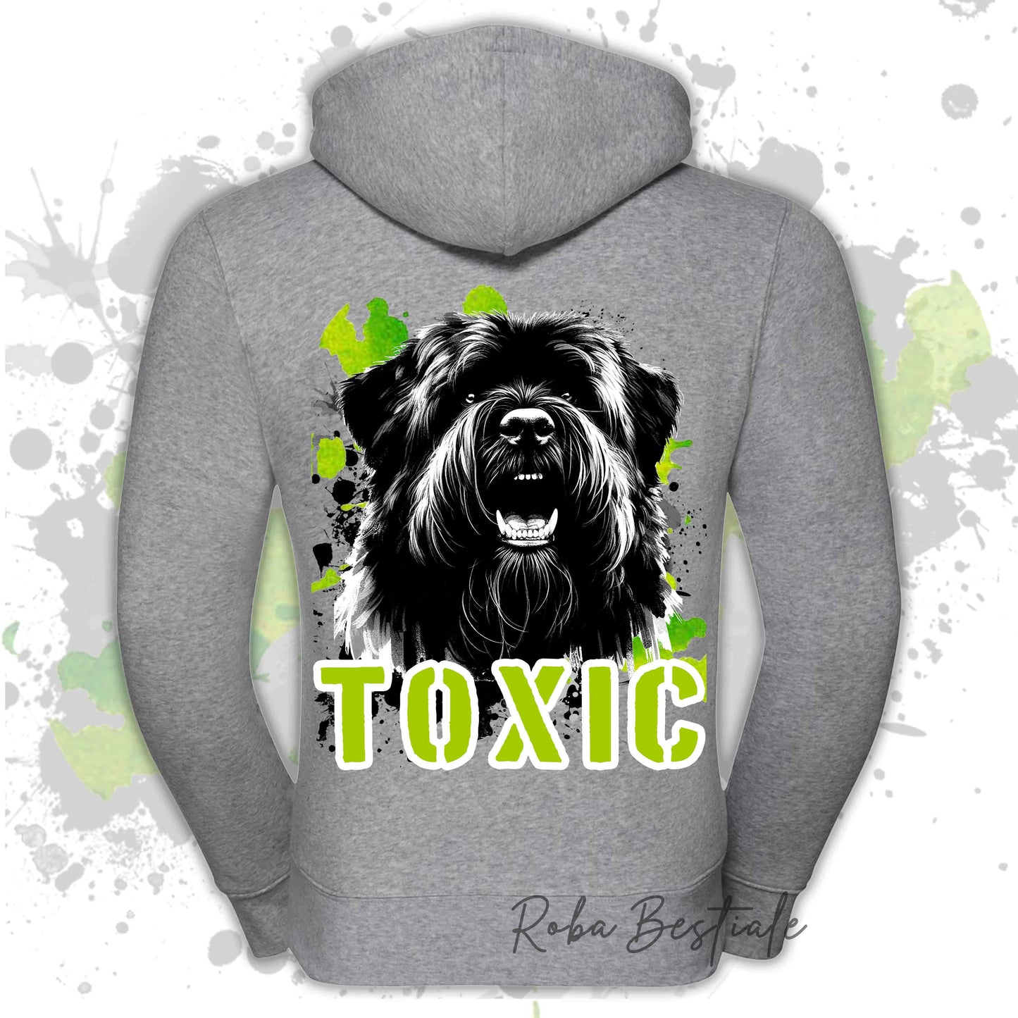 Felpa TOXIC - BOVARO DELLE FIANDRE - Con Cappuccio e Full Zip, Uomo o Donna, in tanti colori - dalla XS alla 5XL