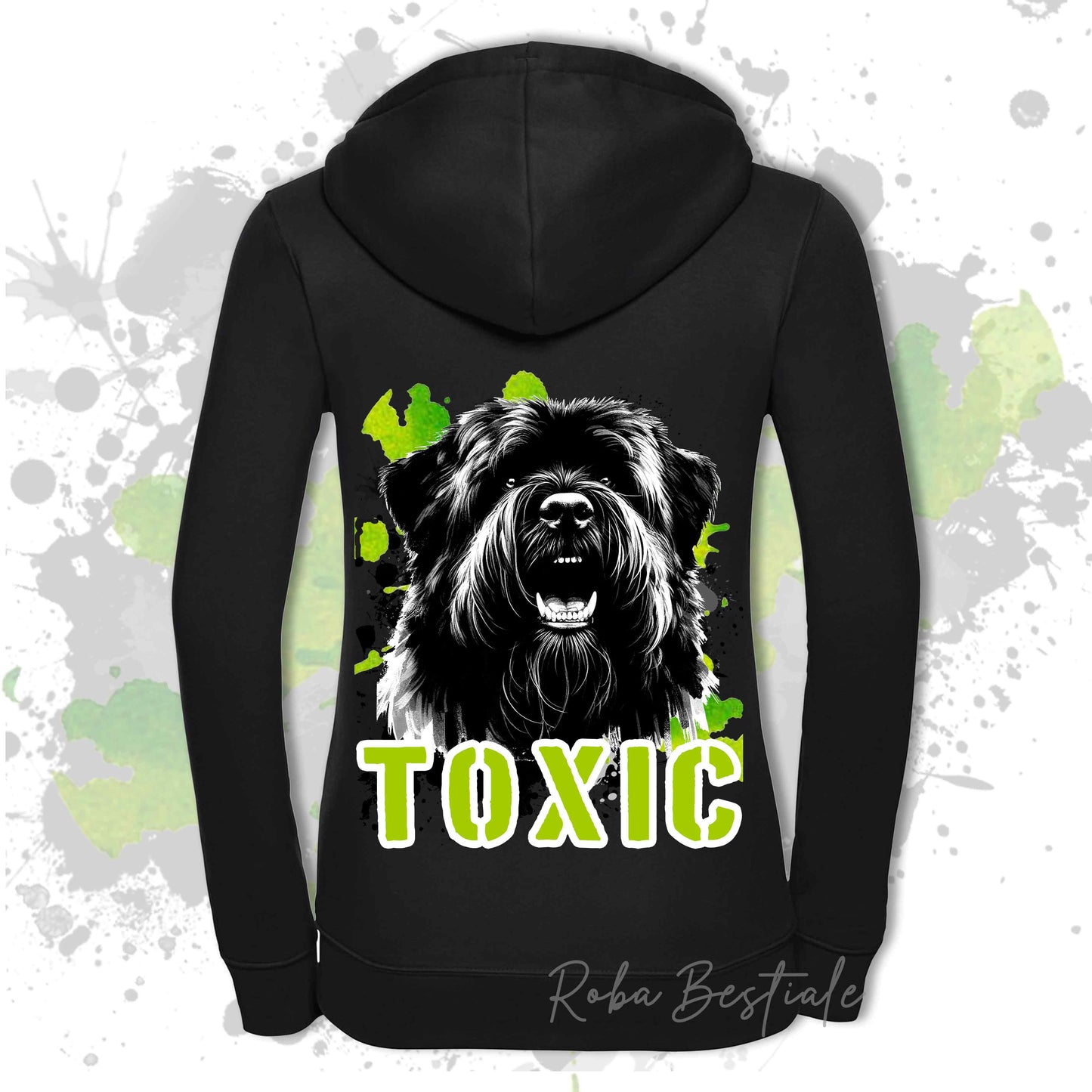 Felpa TOXIC - BOVARO DELLE FIANDRE - Con Cappuccio e Full Zip, Uomo o Donna, in tanti colori - dalla XS alla 5XL