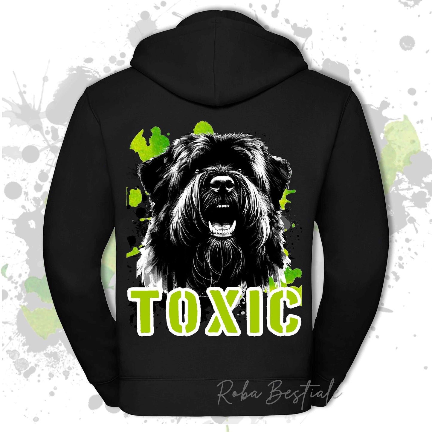 Felpa TOXIC - BOVARO DELLE FIANDRE - Con Cappuccio e Full Zip, Uomo o Donna, in tanti colori - dalla XS alla 5XL
