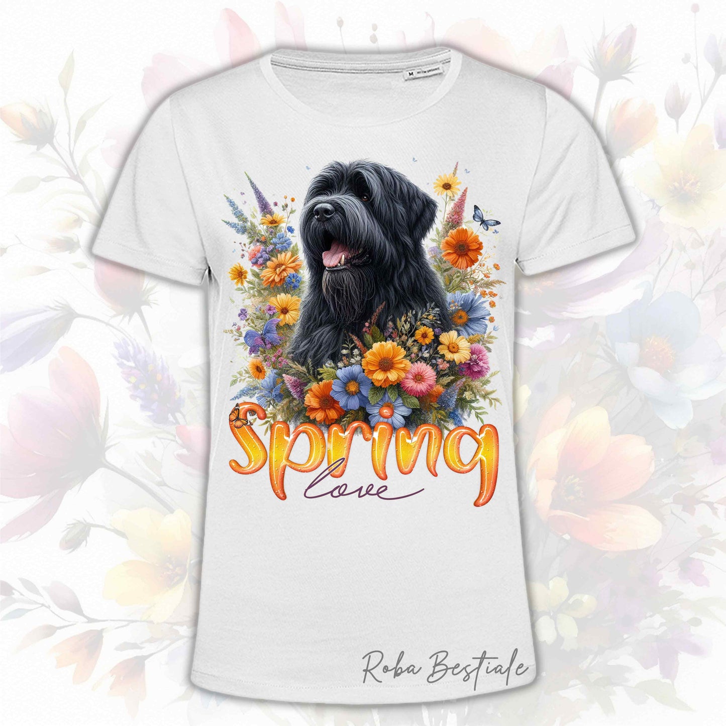 T-Shirt SPRING LOVE - BOVARO DELLE FIANDRE - Uomo o Donna, disponibile in tanti colori - dalla XS alla 5XL