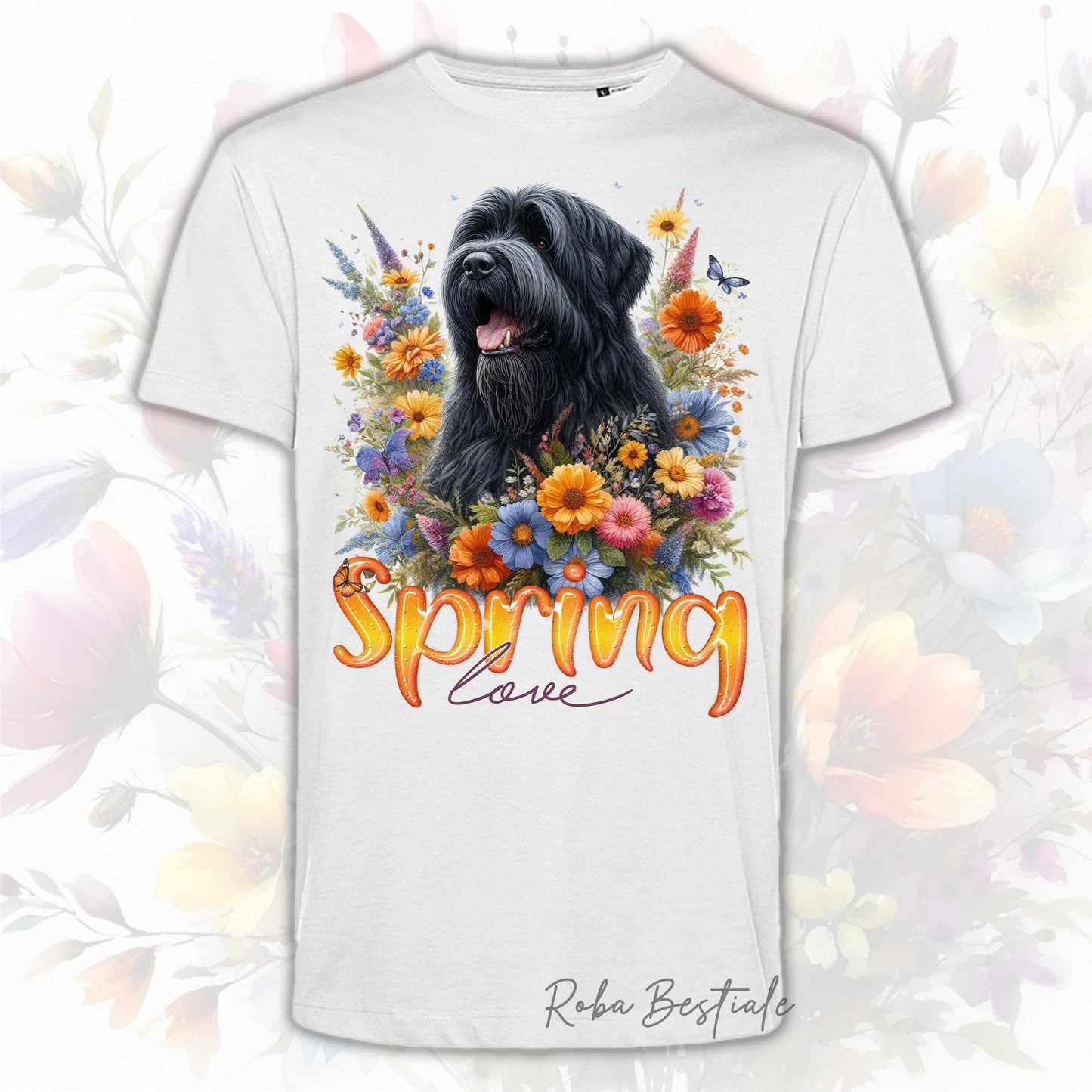 T-Shirt SPRING LOVE - BOVARO DELLE FIANDRE - Uomo o Donna, disponibile in tanti colori - dalla XS alla 5XL