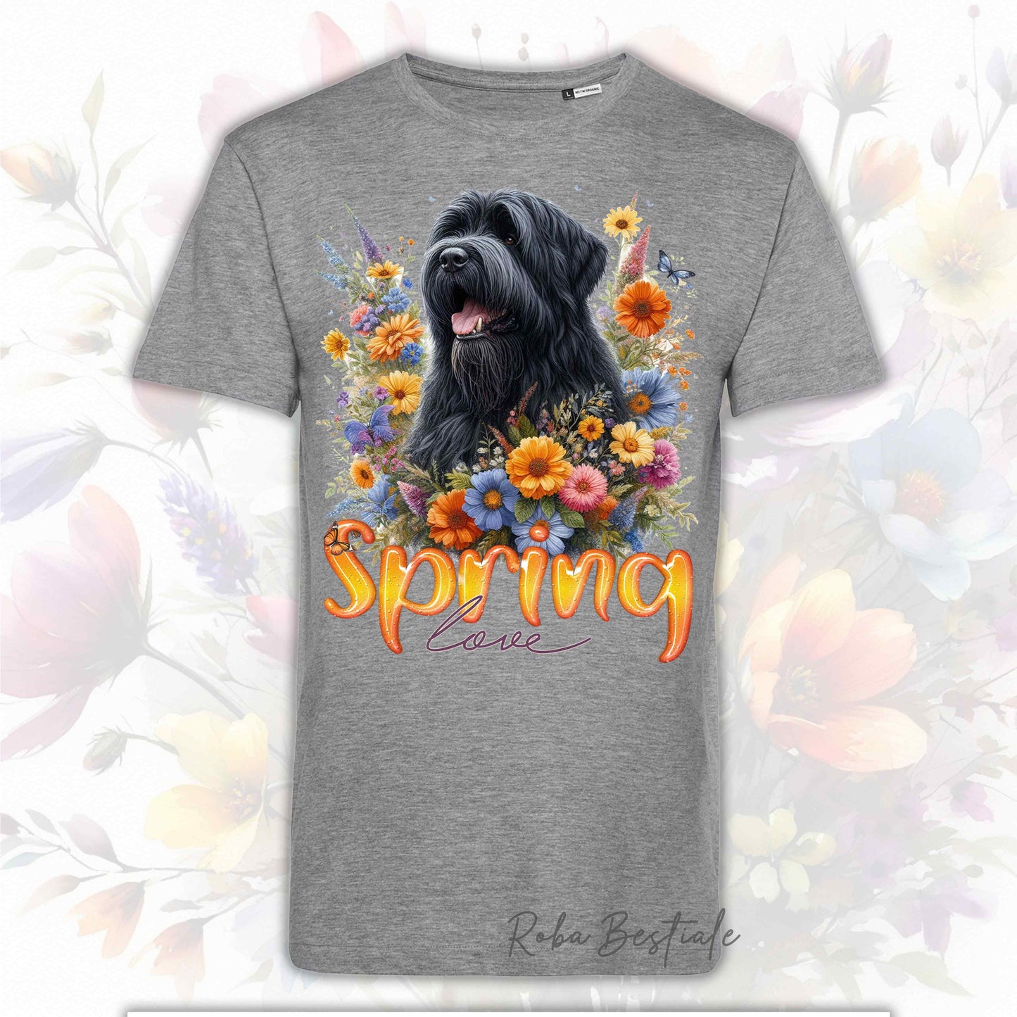 T-Shirt SPRING LOVE - BOVARO DELLE FIANDRE - Uomo o Donna, disponibile in tanti colori - dalla XS alla 5XL