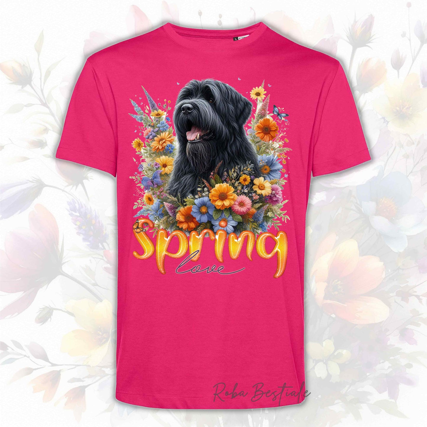 T-Shirt SPRING LOVE - BOVARO DELLE FIANDRE - Uomo o Donna, disponibile in tanti colori - dalla XS alla 5XL