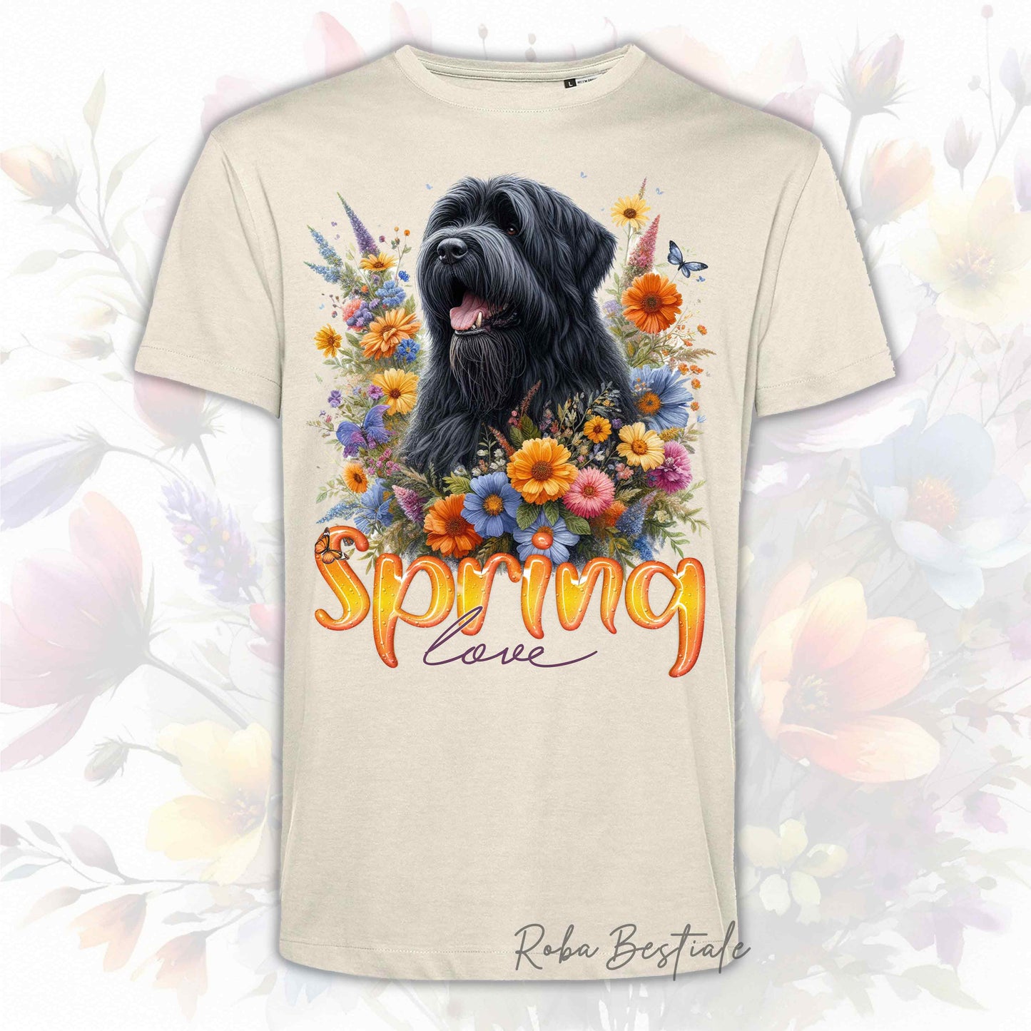T-Shirt SPRING LOVE - BOVARO DELLE FIANDRE - Uomo o Donna, disponibile in tanti colori - dalla XS alla 5XL