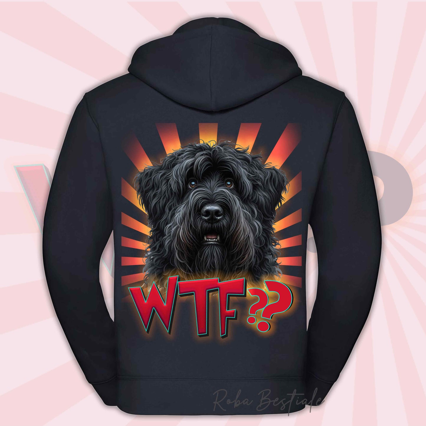 Felpa WTF?? - BOVARO DELLE FIANDRE - Con Cappuccio e Full Zip, Uomo o Donna, in tanti colori - dalla XS alla 5XL
