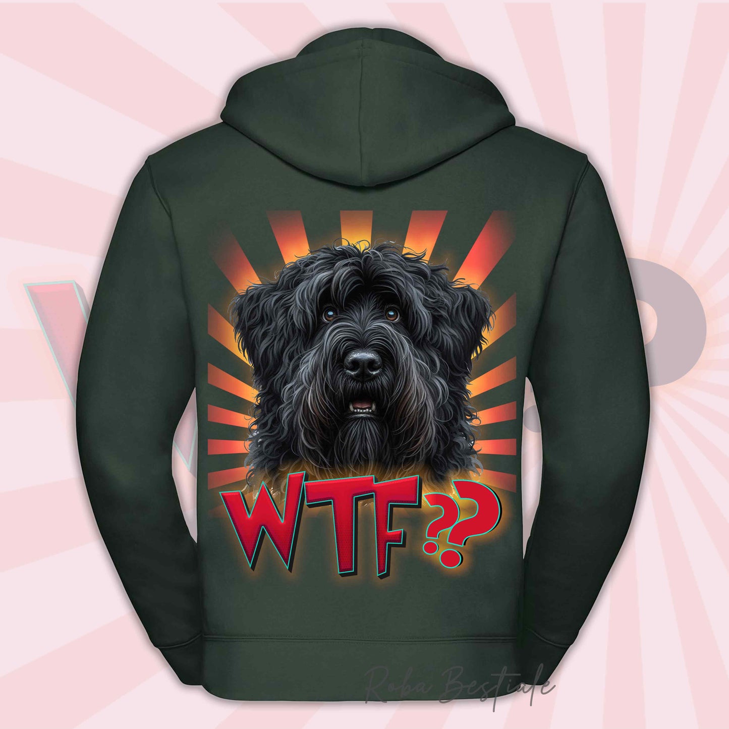 Felpa WTF?? - BOVARO DELLE FIANDRE - Con Cappuccio e Full Zip, Uomo o Donna, in tanti colori - dalla XS alla 5XL