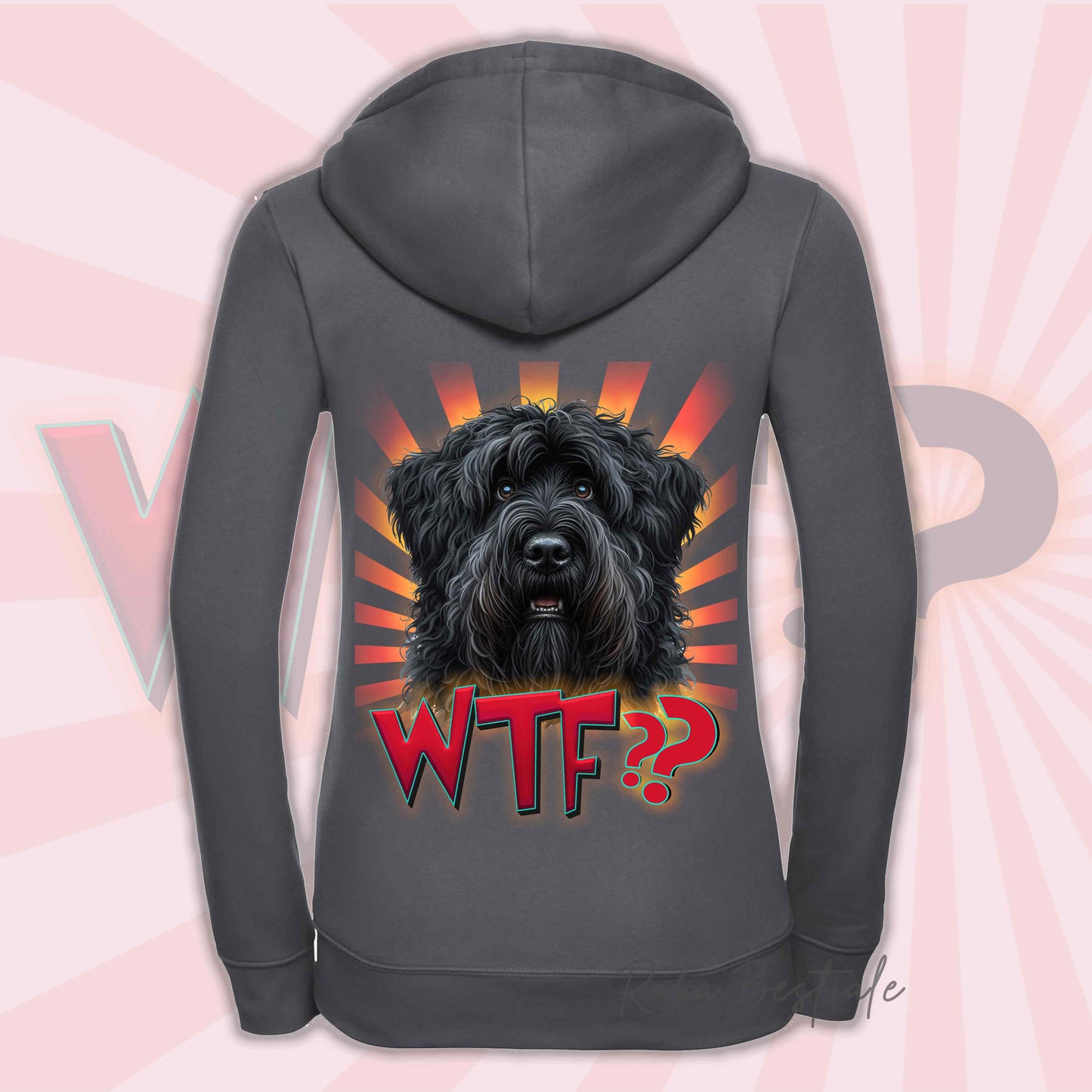 Felpa WTF?? - BOVARO DELLE FIANDRE - Con Cappuccio e Full Zip, Uomo o Donna, in tanti colori - dalla XS alla 5XL
