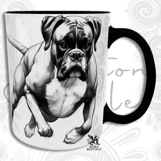 Tazza ACTION DOODLE - BOXER Fulvo - In Ceramica, con manico e interno colorato - 330 ml