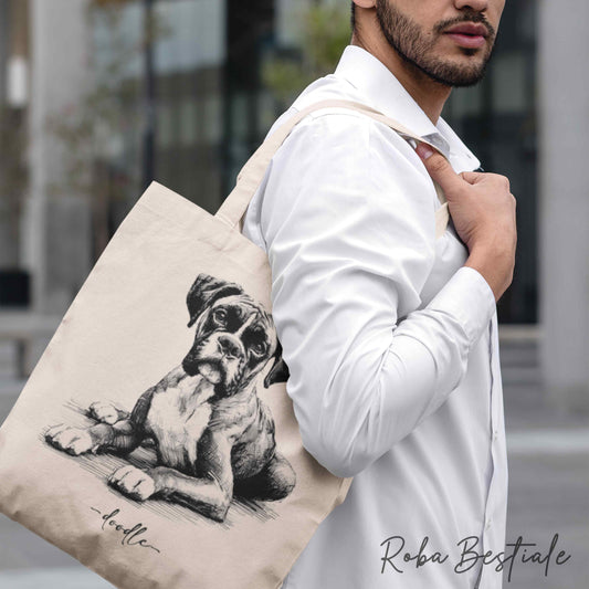 Shopper DOODLE - BOXER Fulvo - Diversi colori disponibili, 100% Cotone