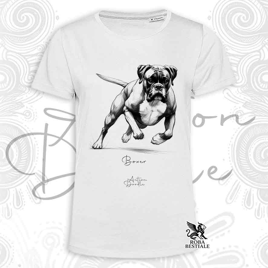 T-Shirt ACTION DOODLE - BOXER Fulvo - Bianca o Beige, da Uomo o da Donna - dalla XS alla 5XL