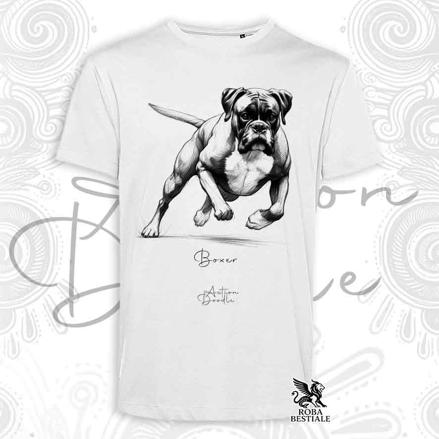 T-Shirt ACTION DOODLE - BOXER Fulvo - Bianca o Beige, da Uomo o da Donna - dalla XS alla 5XL