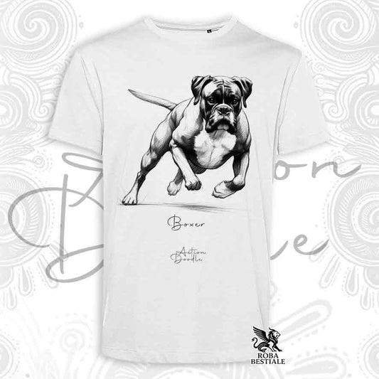 T-Shirt ACTION DOODLE - BOXER Fulvo - Bianca o Beige, da Uomo o da Donna - dalla XS alla 5XL