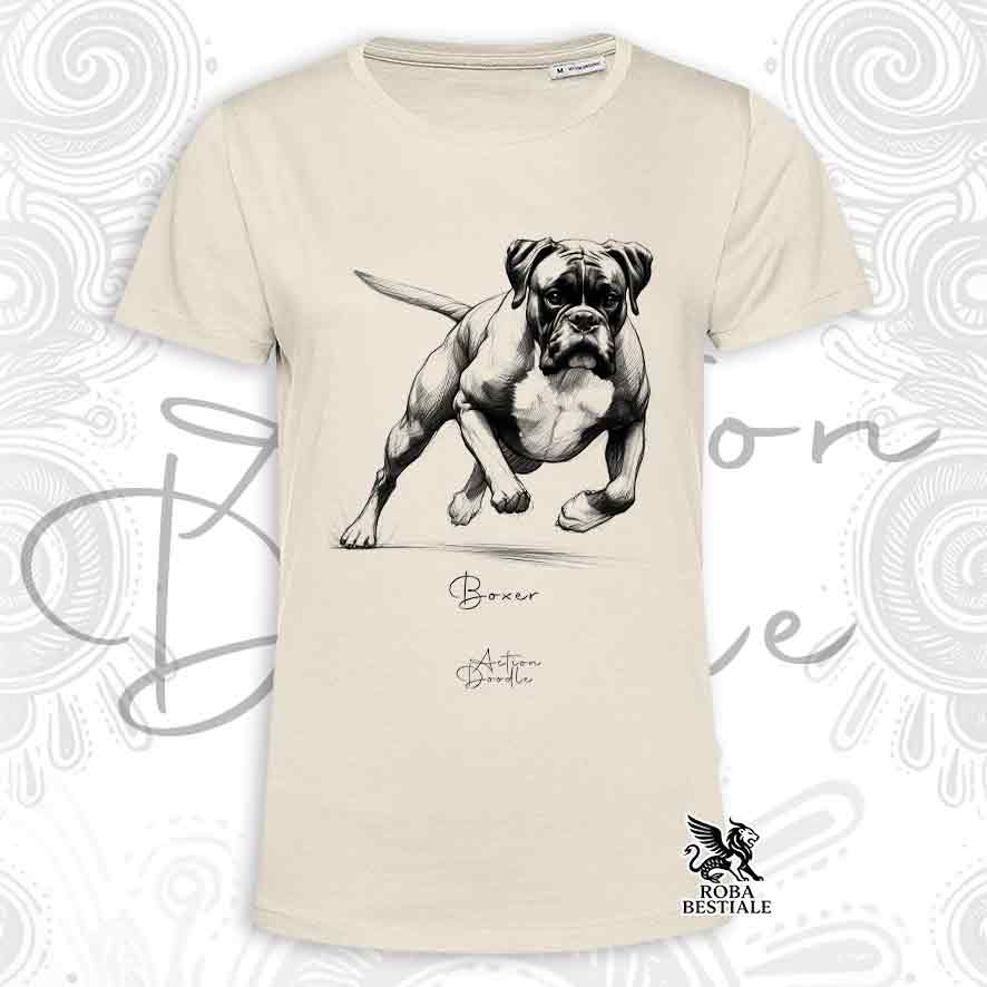 T-Shirt ACTION DOODLE - BOXER Fulvo - Bianca o Beige, da Uomo o da Donna - dalla XS alla 5XL