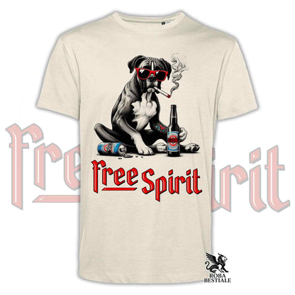 T-Shirt FREE SPIRIT - BOXER Fulvo - Bianca o Beige, da Uomo o da Donna - dalla XS alla 5XL