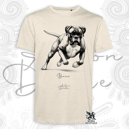 T-shirt ACTION DOODLE - BOXER Fauve - Blanche ou Beige, Homme ou Femme - du XS au 5XL