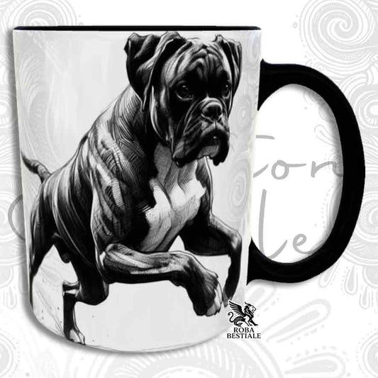 Tazza ACTION DOODLE - BOXER Tigrato - In Ceramica, con manico e interno colorato - 330 ml