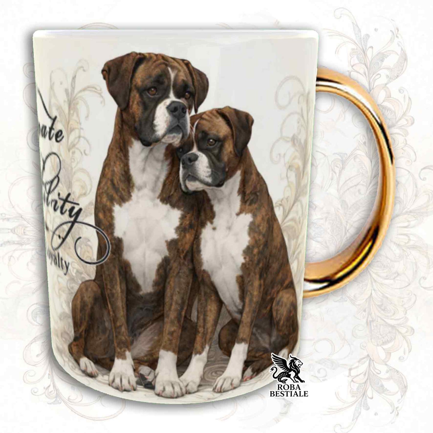 Tazza NOBILITY - BOXER Tigrato - Manico ORO - 330 ml - in Ceramica