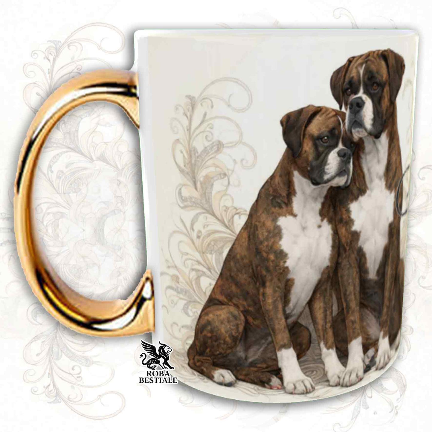 Tazza NOBILITY - BOXER Tigrato - Manico ORO - 330 ml - in Ceramica