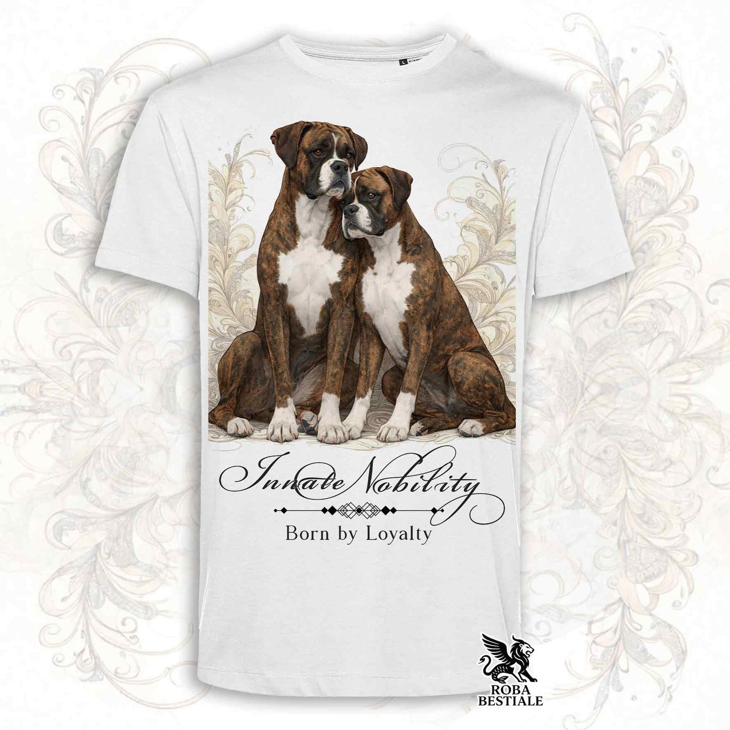 T-Shirt NOBILITY - BOXER Tigrato - Bianca o Beige, da Uomo o da Donna - dalla XS alla 5XL