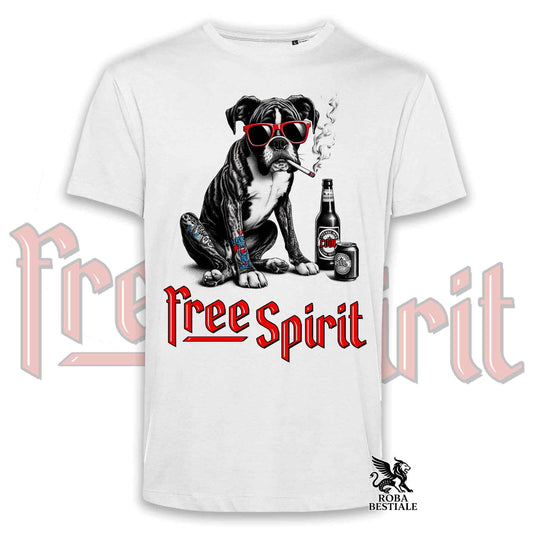 T-Shirt FREE SPIRIT - BOXER Tigrato - Bianca o Beige, da Uomo o da Donna - dalla XS alla 5XL