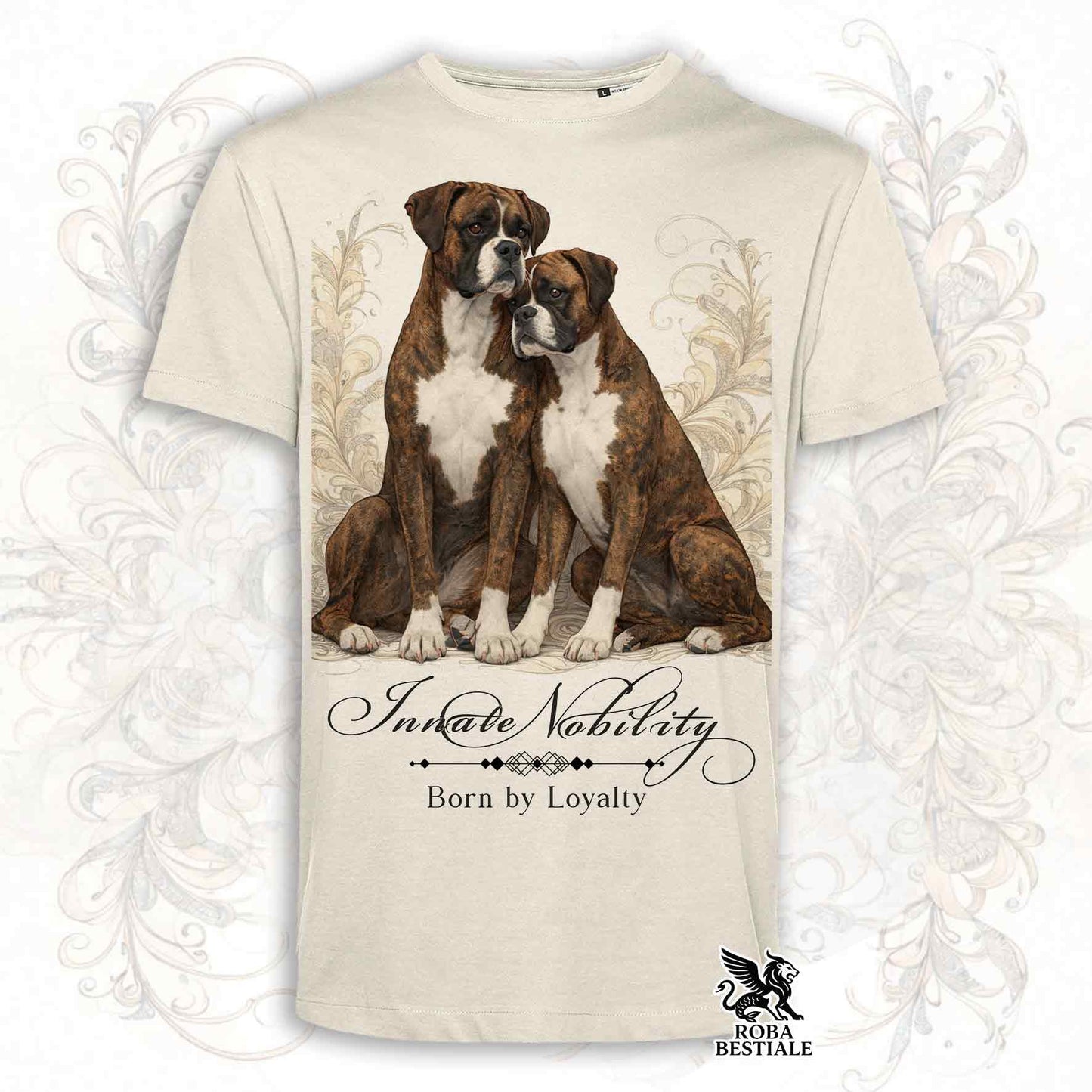 T-Shirt NOBILITY - BOXER Tigrato - Bianca o Beige, da Uomo o da Donna - dalla XS alla 5XL
