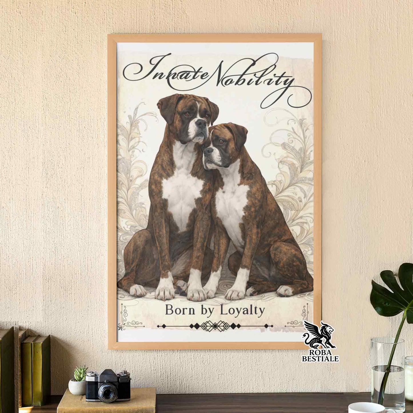 Quadretto NOBILITY - BOXER Tigrato - Con cornice in legno, formato A4