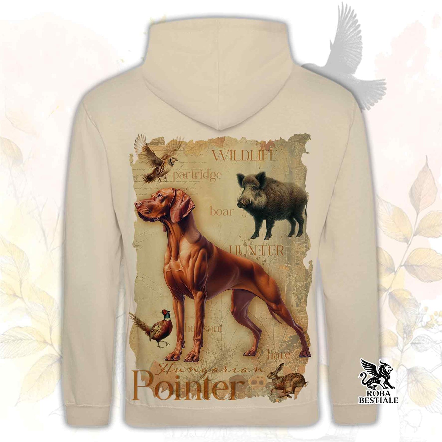 Felpa FIELD LEGACY - BRACCO UNGHERESE a Pelo Corto - VIZSLA - Con Cappuccio e Tasconi, Unisex - dalla XS alla 3XL