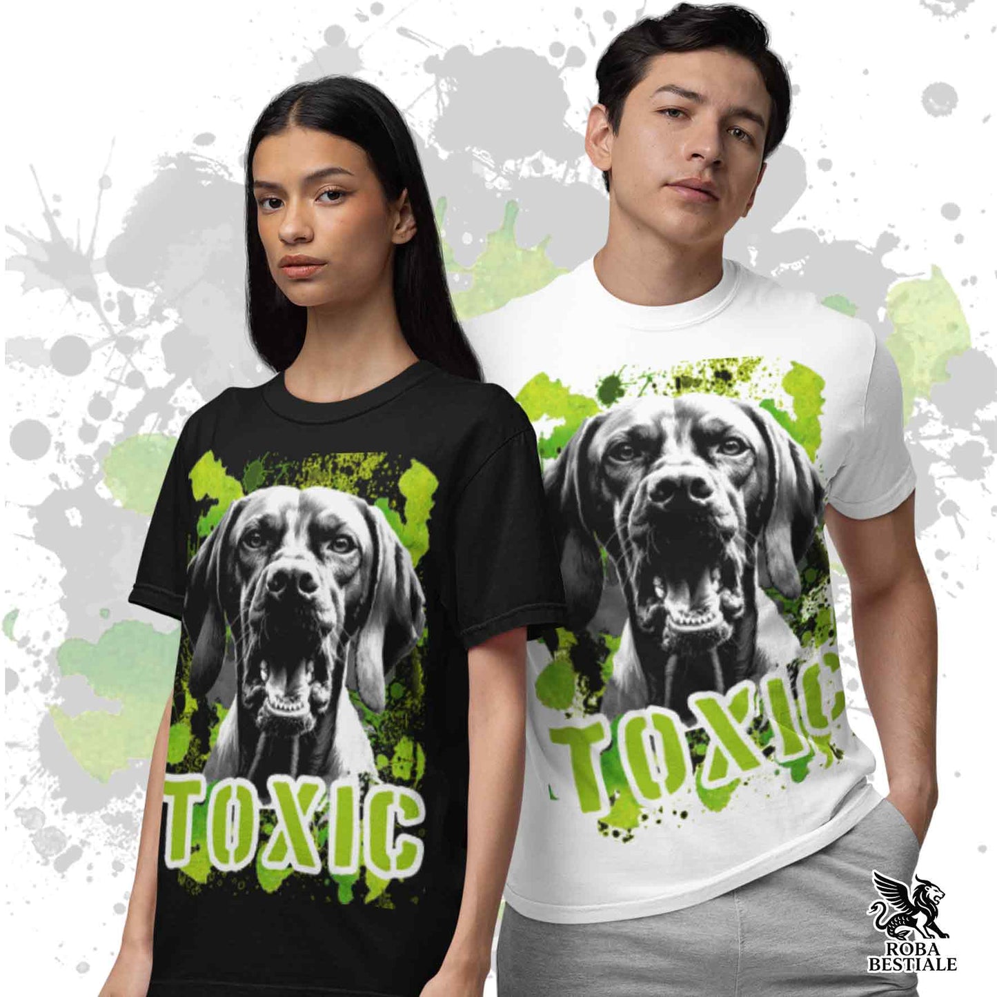 T-Shirt TOXIC - BRACCO UNGHERESE a Pelo Corto - VIZSLA - Bianca o Beige, da Uomo o da Donna - dalla XS alla 5XL